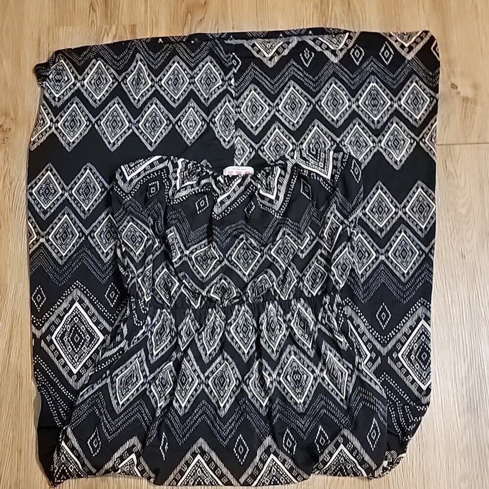 Women' Strapless Black Diamond Three Pink Hearts Trixxi Maxi Dress Size large